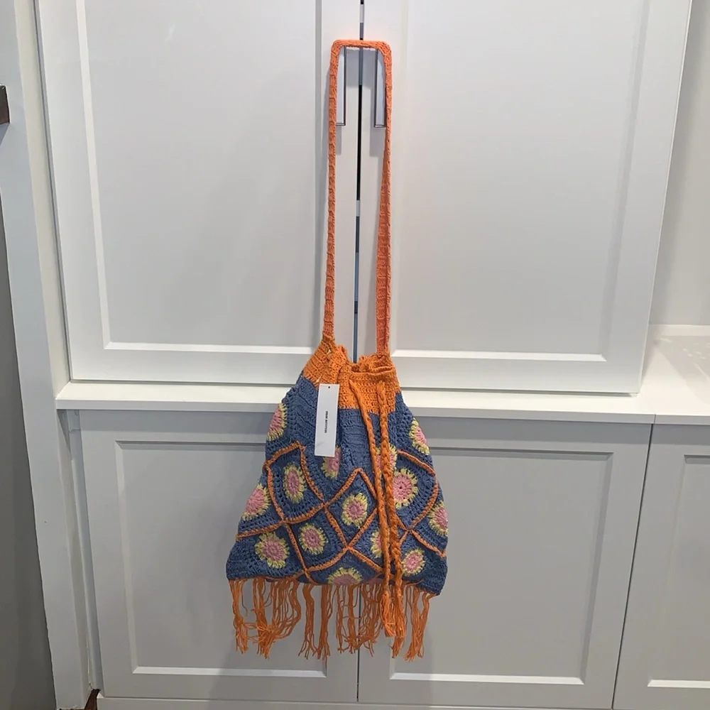 Urban Outfitters Crochet Multicolor Boho Fringe Shoulder‎ Bag